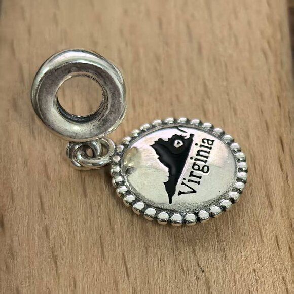 Pandora Virginia map Travel Charm Pendant, S925 Silver Bracelets - Picture 3 of 4
